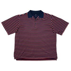 Jack Nicklaus Polo Shirt Mens L Large Red Navy Blue Striped Performance Golf
